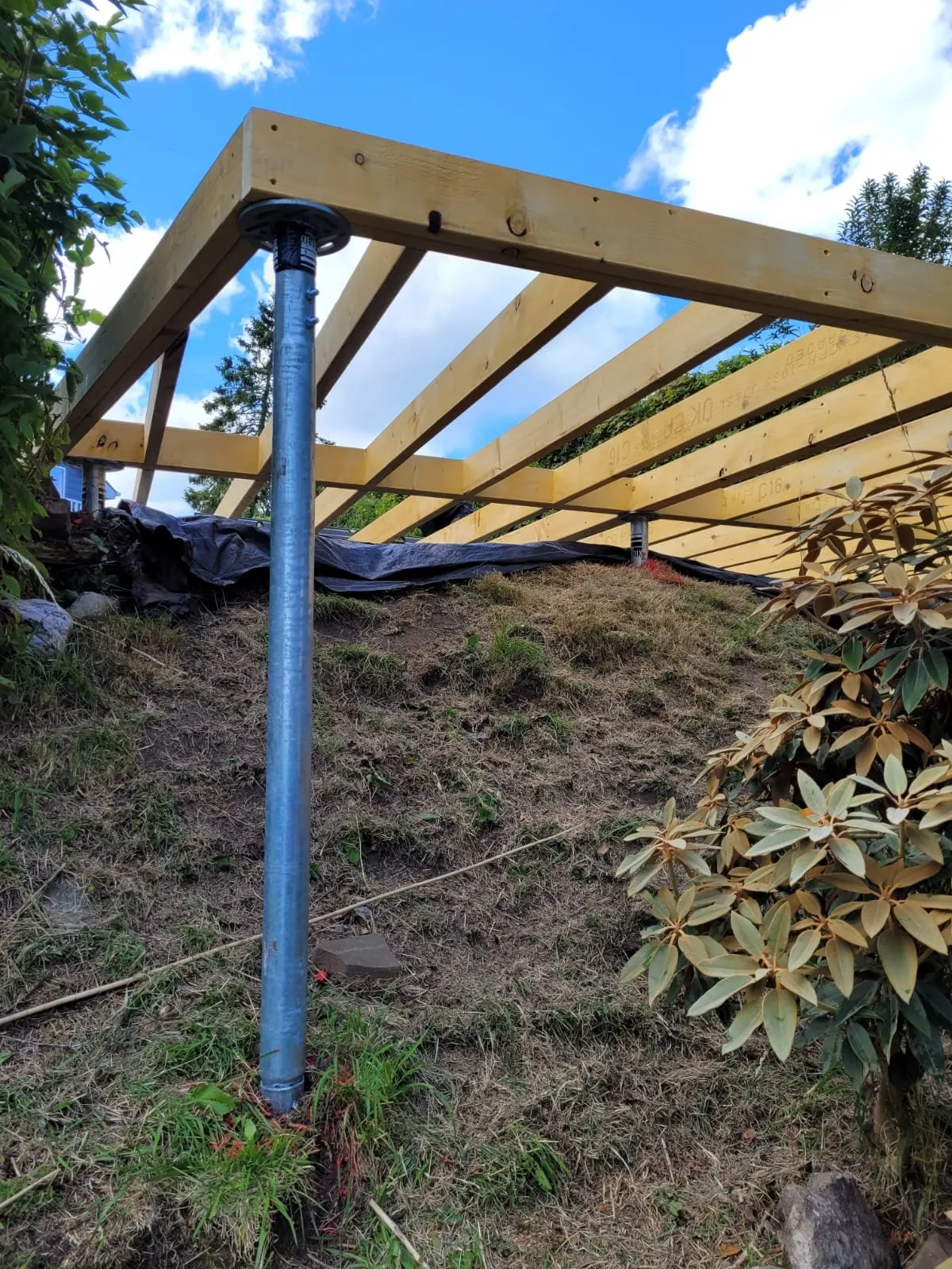 Garden room on ground screw foundation in a Shropshire garden